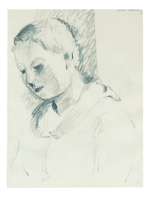 Albert Chavaz, Jeune fille, Pencil on Paper, Framed