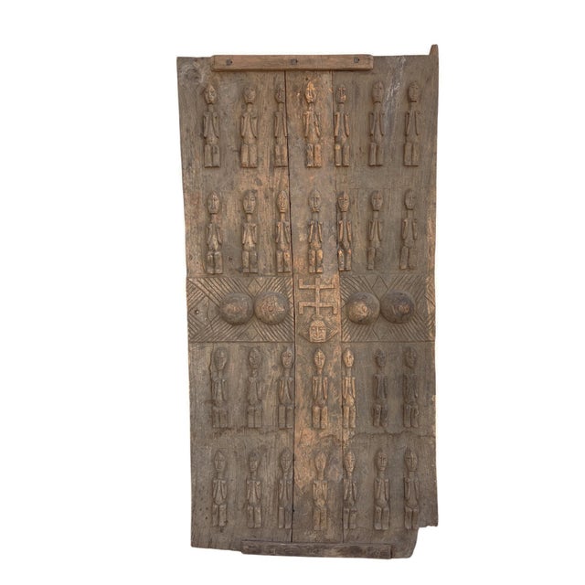Rare Old Granary Dogon Door W/Nomoo Ancestors Mali African 68"h For Sale - Image 9 of 9