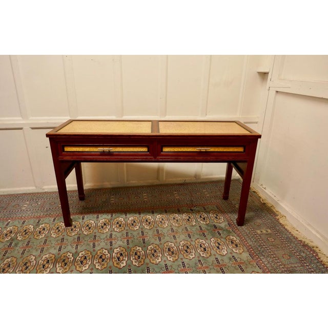 Art Deco Style Walnut and Maple Reception Desk, 1960s For Sale - Image 3 of 9