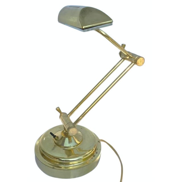 Goldenrod Vintage Sculptural Adjustable Brass Piano Lamp, 1930s For Sale - Image 8 of 8