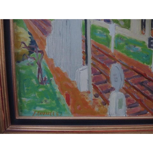 Jules Cavailles, Train Track: The Signal, Oil on Canvas For Sale - Image 6 of 10