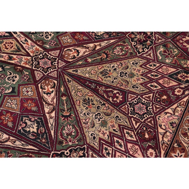 1990s Mughal Art Inspired Pak-Persian Red/Brown Wool Rug - 9'1'' X 13'3'' For Sale - Image 5 of 9