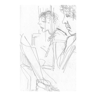 1960s New York Subway Riders Drawing For Sale