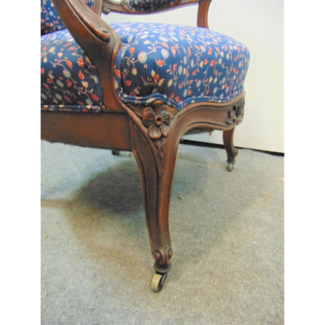 Victorian Rose Carved Mahogany Chair For Sale In Philadelphia - Image 6 of 7