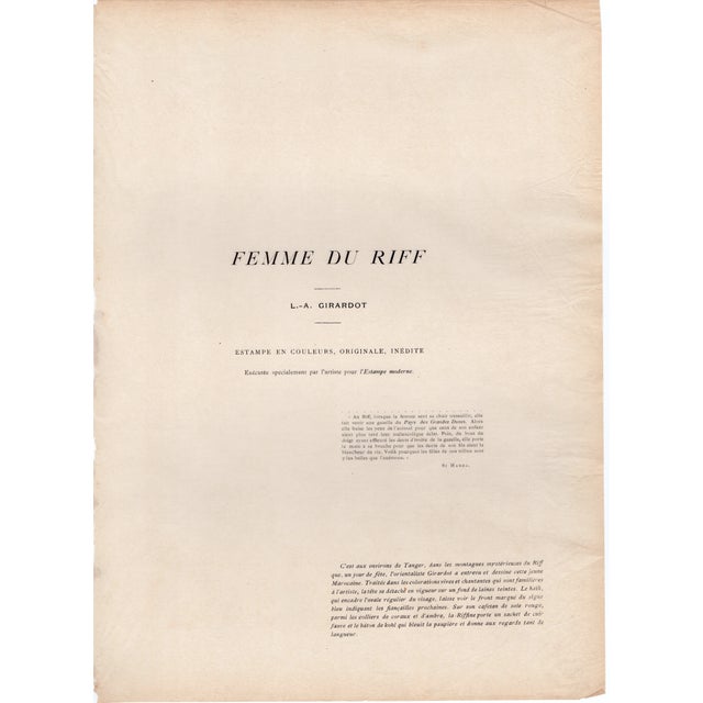 Louis-Auguste Girardot, Femme du Riff, 1897, Lithograph on Paper For Sale - Image 6 of 9