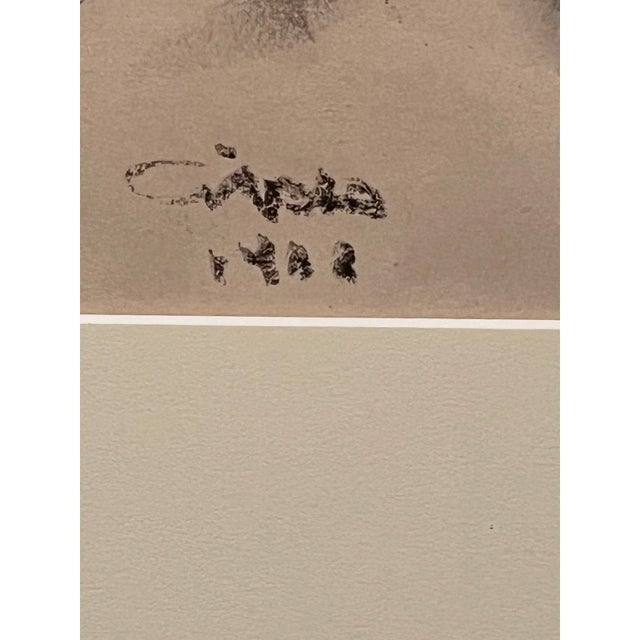 Late 20th Century Iranian Artist Original Charcoal Drawing Signed 1362 1983 Framed Figure Art For Sale - Image 5 of 6