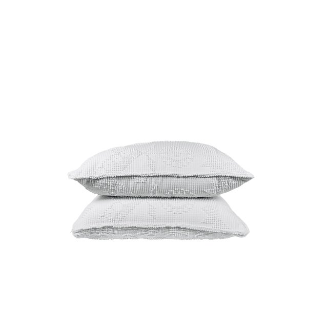 White Vintage White Mid Century Modern Hobnail Pillows - A Pair For Sale - Image 8 of 12