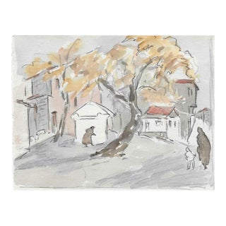 1950s Ivy Attwell Watercolor of Turkish Village For Sale