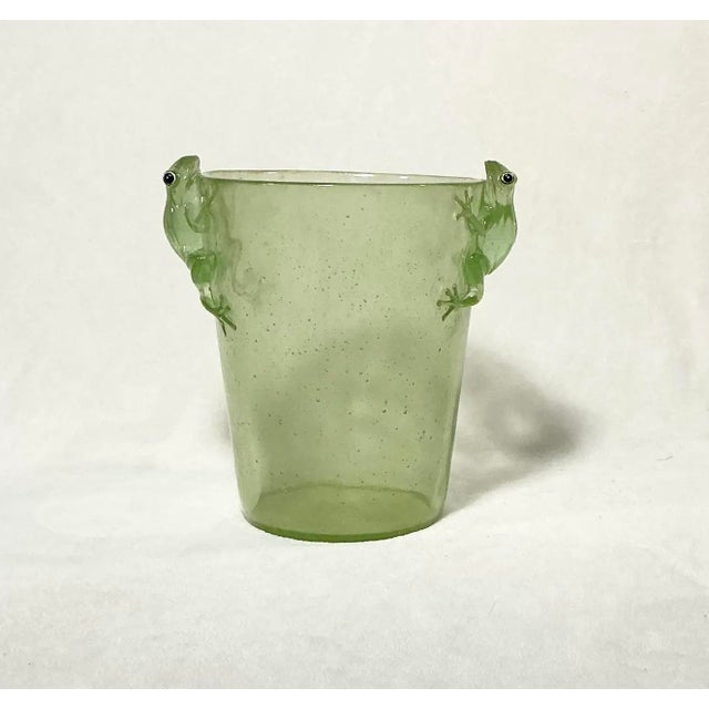 Vintage 1960s Mid-Century Modern acrylic lucite bubbled translucent light green ice bucket/wine cooler in a tapered form....