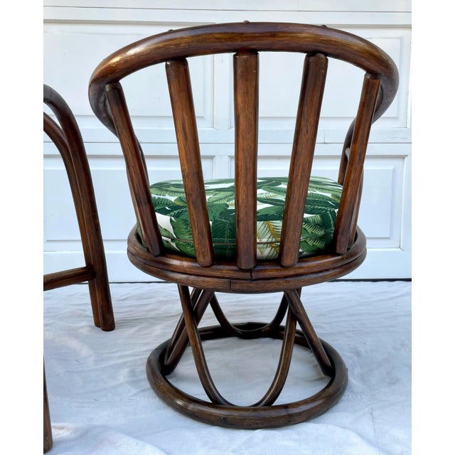 1970s Mid-Century Bent Bamboo Set of Swivel Chairs and Table Base - 3 Pieces For Sale - Image 5 of 11