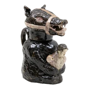 Pearlware Bear Jug and Cover, English, Early 19th Century