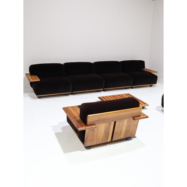 Mid-Century Modern Pianura Modular Seating Group in Brown Mohair by Mario Bellini for Cassina, Italy, 1970s, Set of 7 For Sale - Image 3 of 18