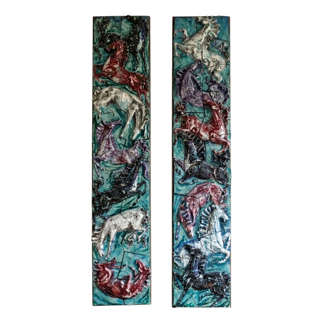 Ceramic Panels by Otello Rosa for Ceramica San Polo Venezia, 1950s, Set of 2 For Sale