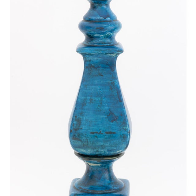 Modern Blue Painted Ceramic Table Lamps, Pair For Sale - Image 4 of 7