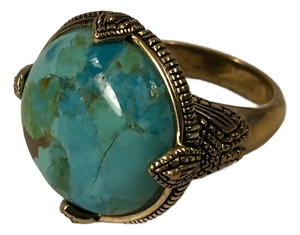 1990s Barse Turquoise Gold Ring (Unisex), Size 10.5