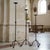Hand Forged Iron Candelabra Set of 3 (93-113cm) Antique Copper Finish Hammered Stem with Decorative Knop For Sale - Image 4 of 10