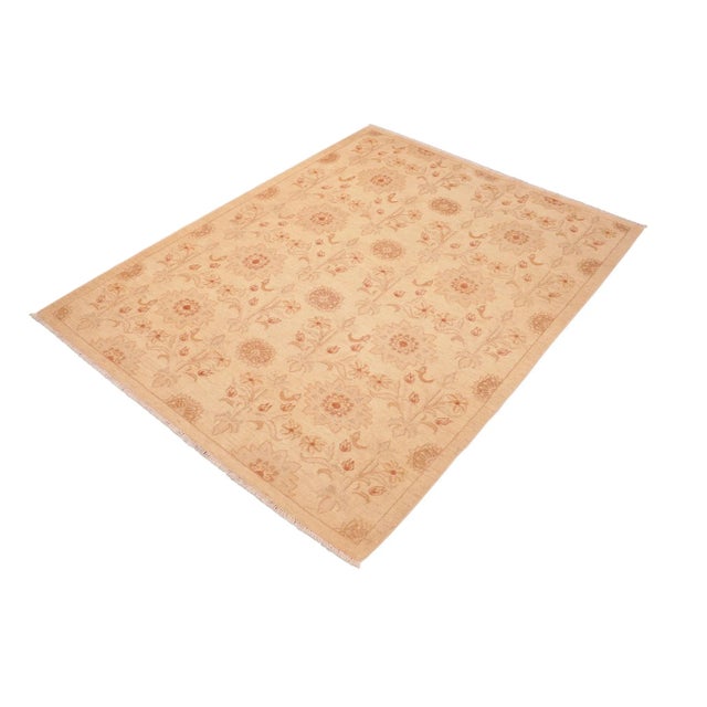 Boho Chic Ziegler Beige Gold Hand-Knotted Wool Rug - 6'0'' X 8'10'' For Sale - Image 4 of 8