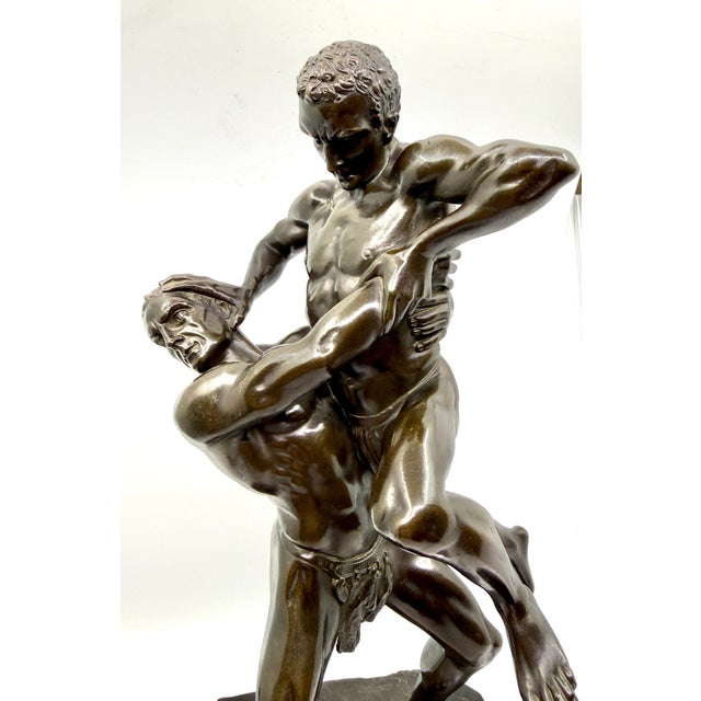 A wonderful Neo-Classical bronze of two wrestlers by the noted German Sculptor Philipp E. Hamburger. He was active in the...