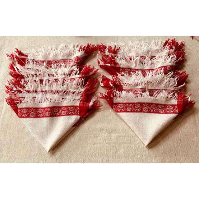 19th Century 19th Century French Hand-Woven Linen Napkins With Fringe, Set of 8 For Sale - Image 5 of 10