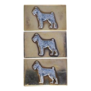 Set of 3 Sterling Matchbook Holders With Enamel Scottish Terriers Provenance: The Susie Hilfiger Collection For Sale