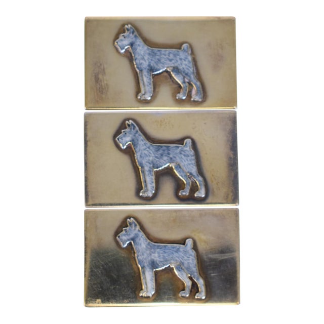 Set of 3 Sterling Matchbook Holders With Enamel Scottish Terriers Provenance: The Susie Hilfiger Collection For Sale