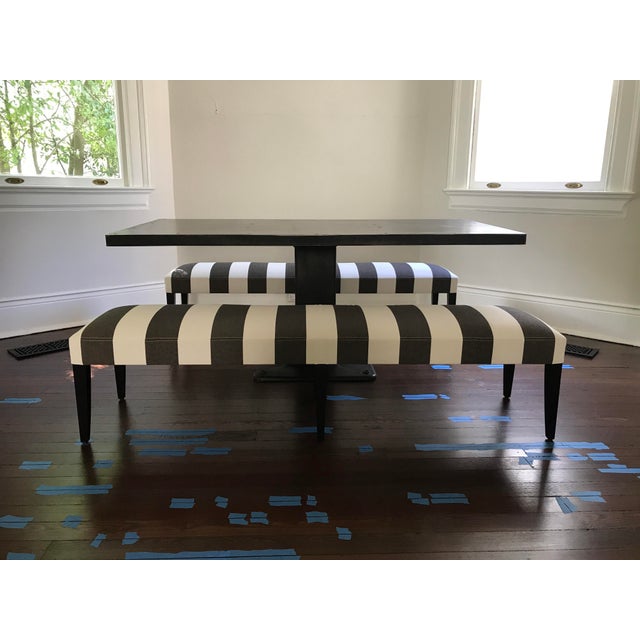 Metal Dining Table And Fabric Benches Chairish