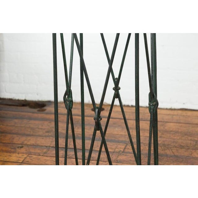 Contemporary Console Table with Reclaimed Wood Top & Metal Bases For Sale - Image 9 of 12