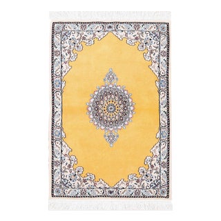 Fine Hand Knotted Persian Silk & Wool Nain For Sale