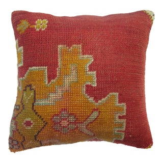 Red Oushak Rug Pillow For Sale