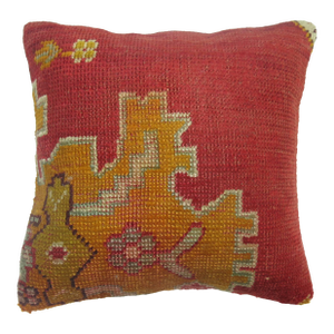 Red Oushak Rug Pillow