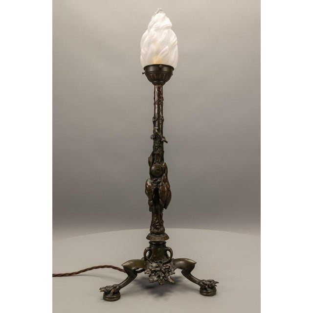 Late 19th Century French Bronze and Glass Table Lamp by A. N. Cain For Sale - Image 5 of 18