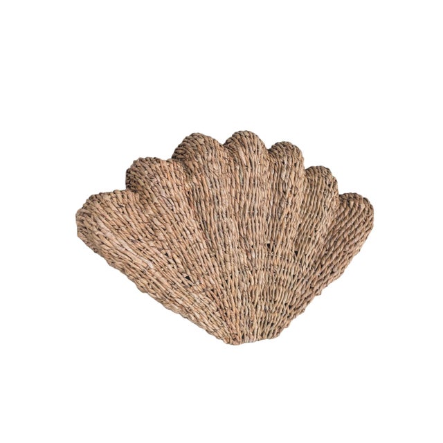 Early 21st Century Pottery Barn Wicker Clam Shell Sculptural Wall Art-a Pair For Sale - Image 5 of 13
