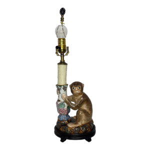 1980s Tobacco Leaf Monkey Lamp