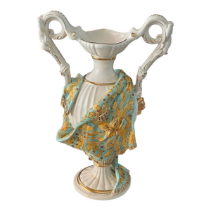 Vintage Italian Neoclassical Capodimonte Handpainted Vase With Putti