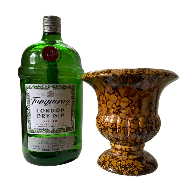 1970s Vintage Brown and Golden Beige Splatter Glazed Speckle Finished Ceramic Urn For Sale In Jacksonville, FL - Image 6 of 8