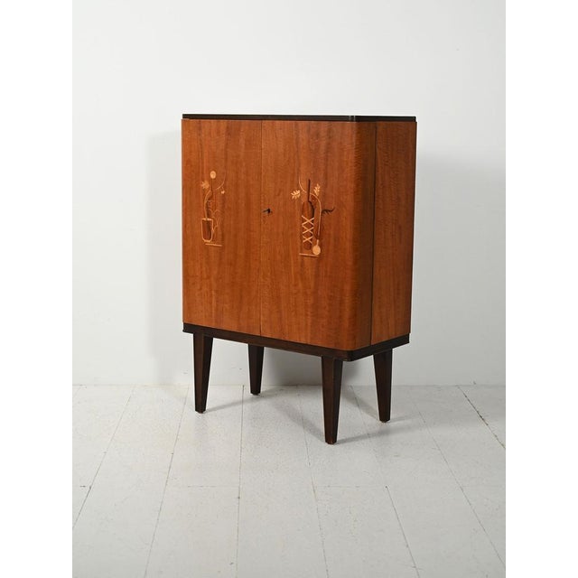 Scandinavian Bar Cabinet with Inlays, 1940s For Sale - Image 6 of 16