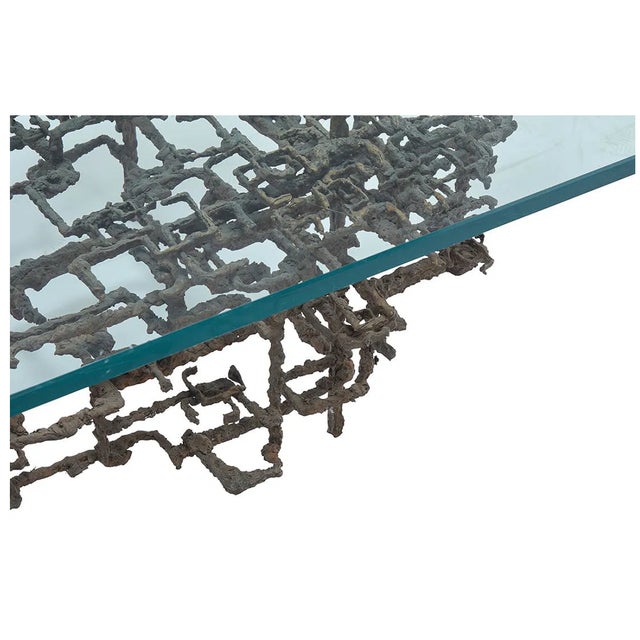 1970s Daniel Gluck Brutalist Sculptural Coffee Table in Bronze For Sale In Los Angeles - Image 6 of 8