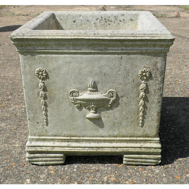 Well Weathered Large Square Garden Planter This is a good piece it is set on chunky feet and decorated with a classical...