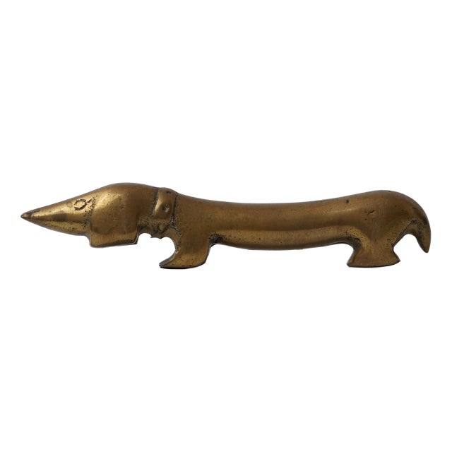 Vintage Brass Dachshund Bottle Opener by Walter Bosse for Herta Baller, 1950s For Sale