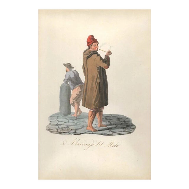 Marinajo del Molo- Original Watercolor by M. De Vito - 1820 ca. 1820 c.a. For Sale