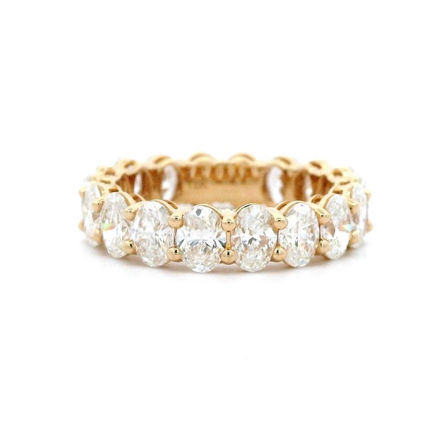 Alexander Beverly Hills All Gia 4.23ct Oval Cut D Diamond Eternity Band 18k Size 6 For Sale - Image 4 of 4