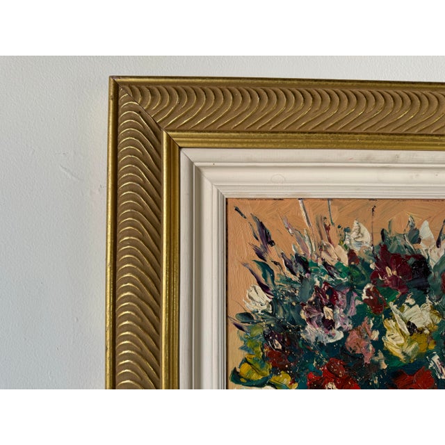1996 Raffaele Gorina Heavy Impasto Floral Still Life Oil Painting, Framed For Sale In Miami - Image 6 of 12