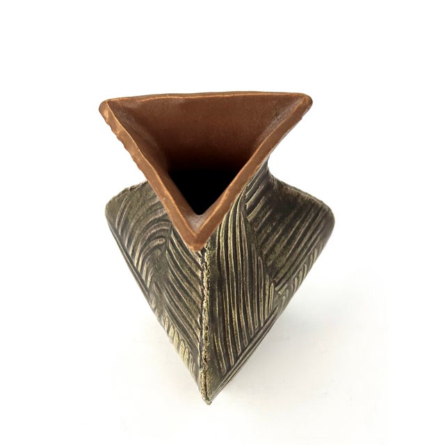 Authentic - Studio Pottery - Period: 1990s Hand Crafted; Slip Cast Textured Stoneware Bud Vase, by Gary DiPasquale....