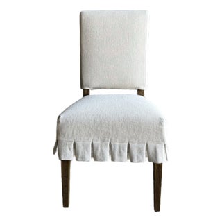 Reese Slip Covered Dining Chair in Belgian Linen Flax For Sale