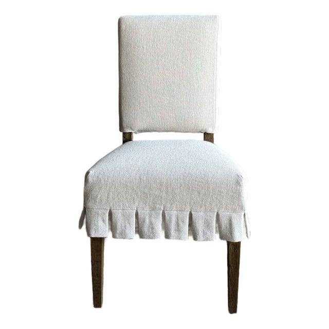 Reese Slip Covered Dining Chair in Belgian Linen Flax For Sale