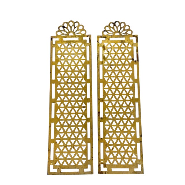 Pair Antique French Brass Treillage Door Push Plates For Sale - Image 6 of 7