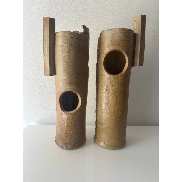 "Perfectly imperfect" pair of organic, earthy, abstract ceramic pottery vases. Wabi-Sabi is an ancient Japanese...