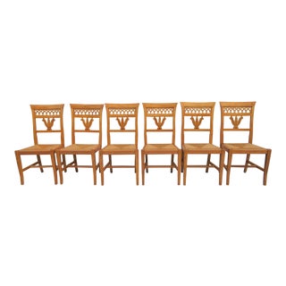 Country French Style Rush Seat Chairs - Set of 6 For Sale