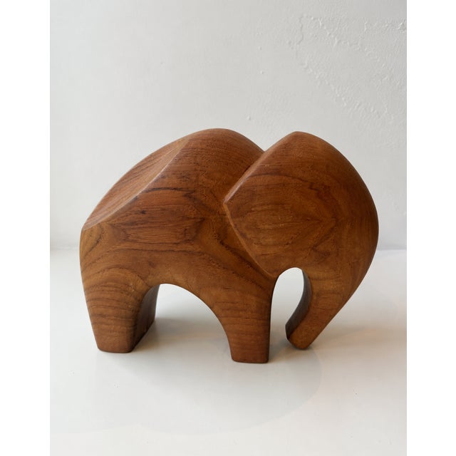 Large Carved Wooden Elephant Sculpture, 1960s For Sale - Image 4 of 4