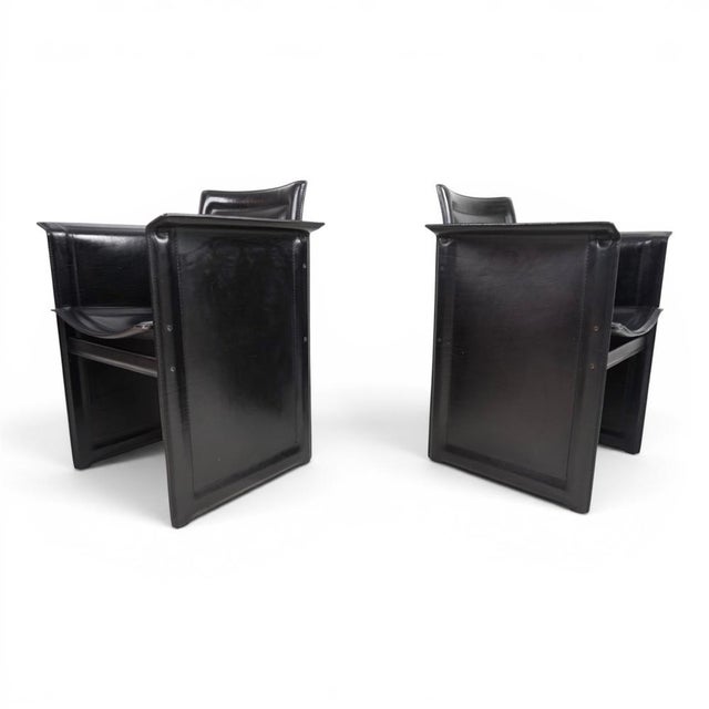 Solaria Chairs in Black Leather by Tito Agnoli for Arrben, 1970s, Set of 2 For Sale - Image 15 of 18